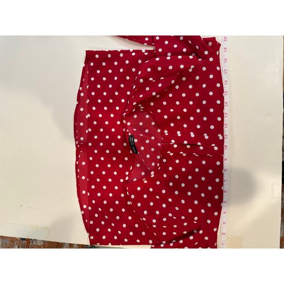 Shein Red Polka Dot Blouse Sz 6 – V-Neck Classic Fit, Retro Chic Style - Picture 3 of 4